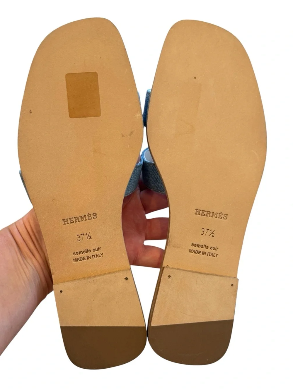 Hermes Oran Sandals in Bleu Clair NWOT